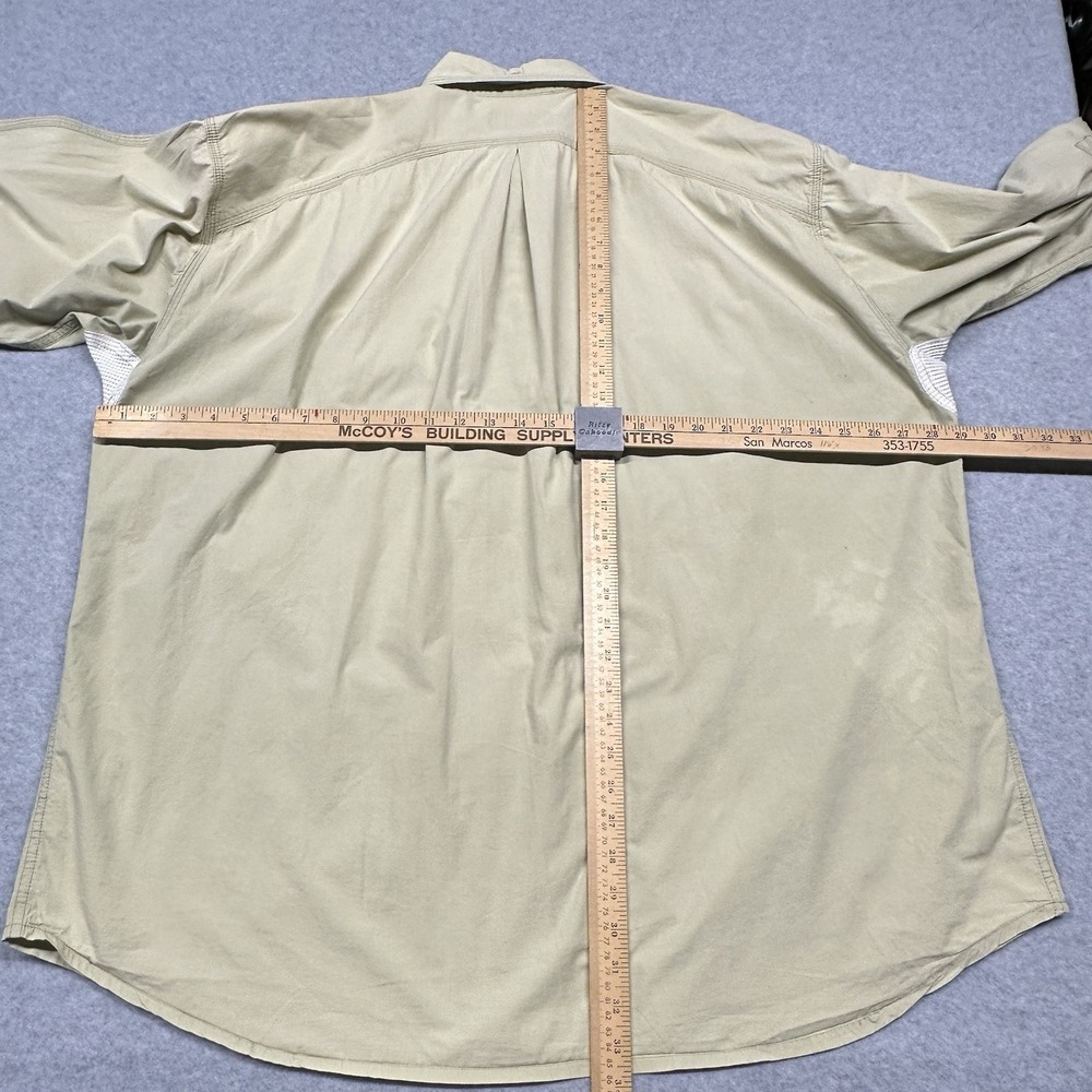 VTG 80s Orvis Shirt Men XXL Green Cotton Fishing Chin Strap Roll Tab Long Sleeve - Picture 11 of 12